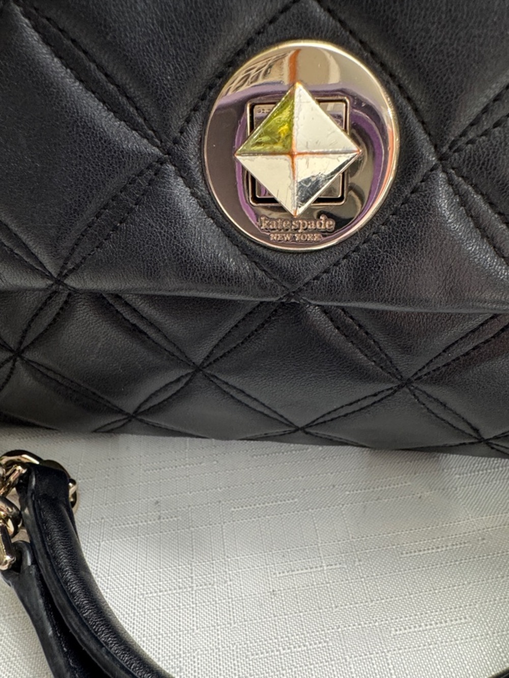 kate spade Black Quilted Natalia Flap Shoulder Bag with Gold Chain Handles - Picture 3 of 13